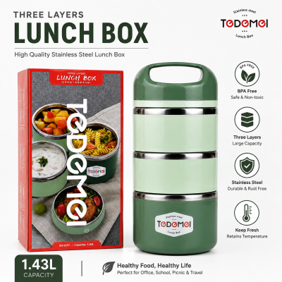 3.5 Layer 1.43L Stainless Steel Lunch Box – Leak-Proof, BPA-Free Airtight Tiffin Box with Handle for Office, School & Travel